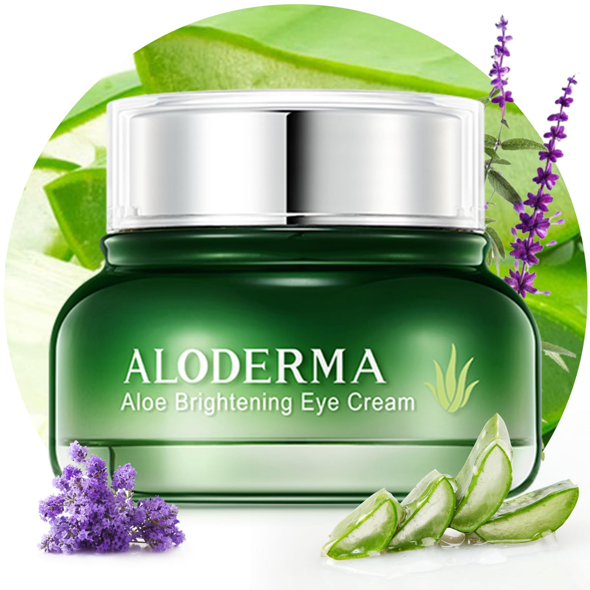 Aloderma Brightening Eye Cream with Organic Aloe Vera - Hydrating Daily Eye Cream for Dark Circles &amp; Puffiness with Caffeine &amp; Sage Oil - Day &amp; Night Eye Cream for Puffy Eyes &amp; Fine Lines, 25g/0.9oz