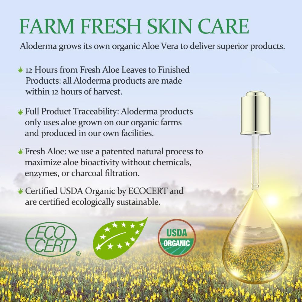 Aloderma Hydrating Facial Cleanser with Organic Aloe Vera - Daily Moisturizing Aloe Face Wash with Shea Butter, Vitamin E - Nourishing Face Cleanser for Normal, Dry Skin, Non-Comedogenic, 100g/3.5oz