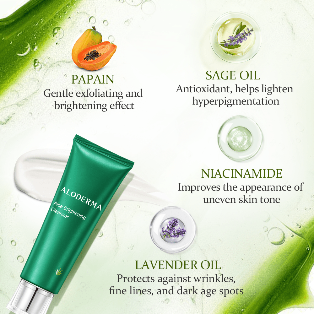 aloe vera plant face wash Aloderma Skin Brightening Face Cleanser Made with Organic Aloe Vera Natural Brightening Daily Face Wash with Niacinami